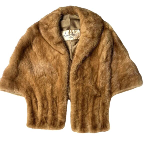Vintage David Adler Chicago Mink Fur Stole Wrap Shawl Brown - Picture 1 of 8